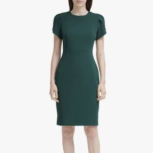 NWOT Calvin Klein Scuba Crepe Dress with Tulip Sleeves size 8 Gren